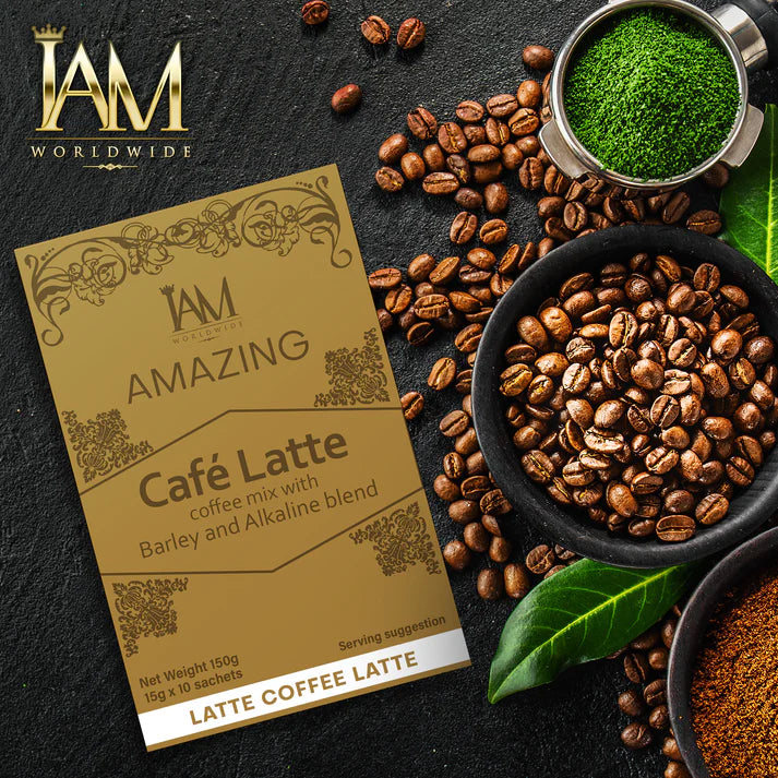 IAM Worldwide Coffee Latte with Barley and Alkaline - 10 Sachets | 1 Box | Free Shipping | COD